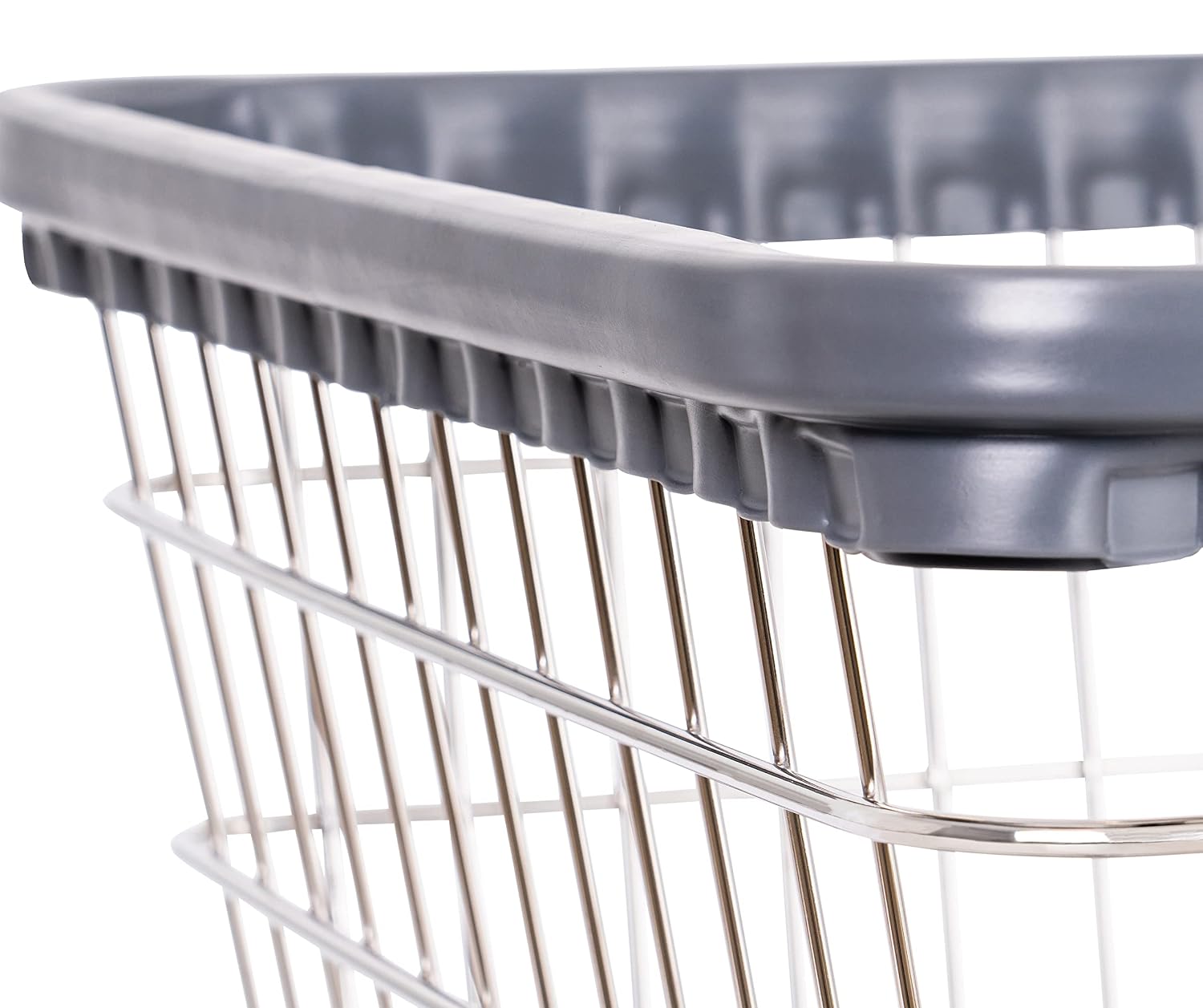 R&B Wire® 200F Extra Large Heavy Duty Wire Laundry Cart | 4.5 Bushel | Steel Frame with Chrome Finish | Commercial Laundry Basket | Industrial Bumper | 5' Clean Wheel System™ Casters