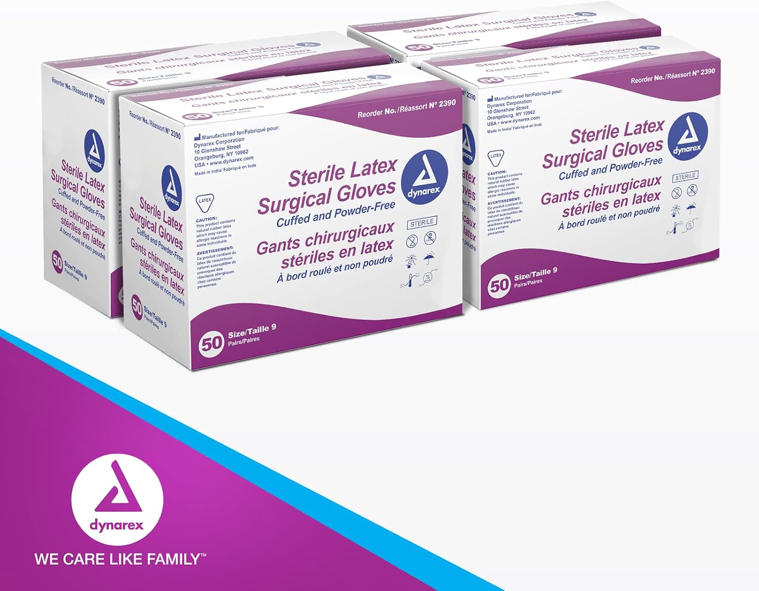 Dynarex Sterile Disposable Latex Surgical Gloves, Powder-Free, Sterilely Packaged in Pairs, Medical & Healthcare, Bisque, Size 9, 1 Case of 200 Pairs
