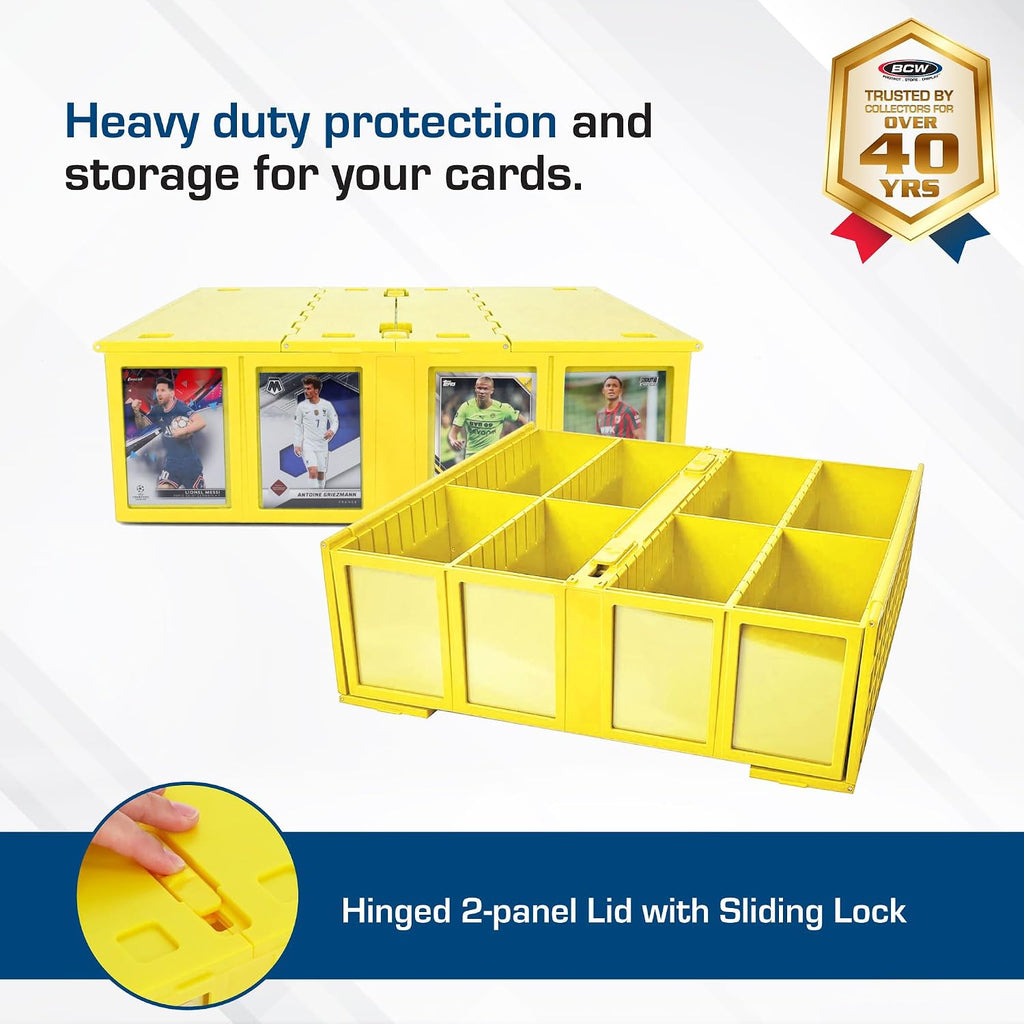 BCW Collectible Card Bin - Yellow | Holds 3200 Cards | Includes 4 Card Storage Partitions - 2 Pack