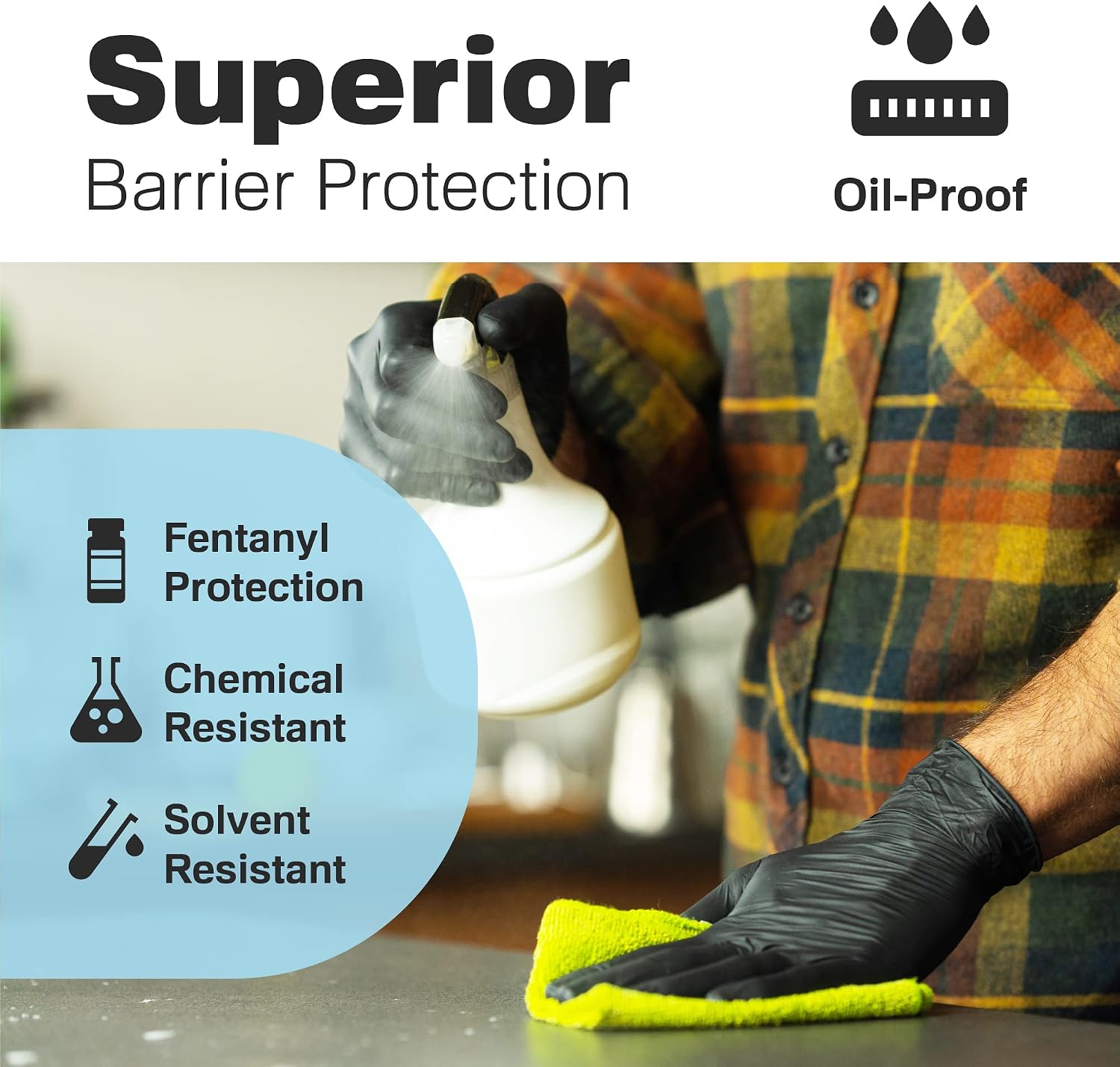 Raxwell Disposable Nitrile Gloves - Latex-Free & Powder-Free Protection - Food Safe Cooking & Prep - Black Gloves