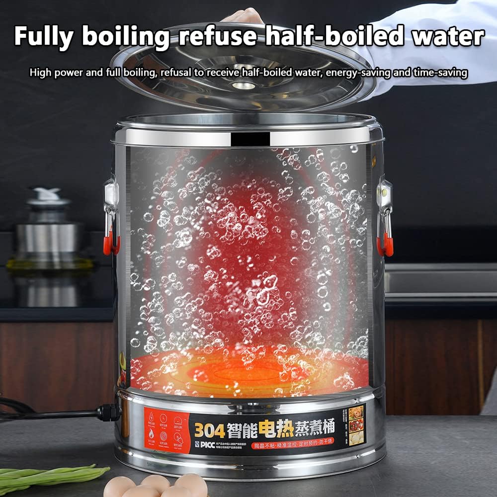 Stainless Steel Boiling Bucket, Hot Water Dispenser Electric Instant Coffee for Buffets Parties with Tap Adjustable Temperature Boiling Bucket,C,30L