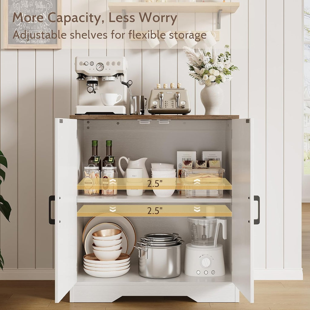 Sideboard Buffet Cabinet, Modern Farmhouse Kitchen Storage Cabinet, Small Modular Accent Cabinet Coffee Station Bar Media Console Table Credenza for Kitchen Dining Room, Living Room Entryway Hallway