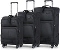 Hanke 3 Piece luggage Sets Softside Expandable luggage with Spinner Wheels TSA Lock,Travel Lightweight Luggage Sets,Black