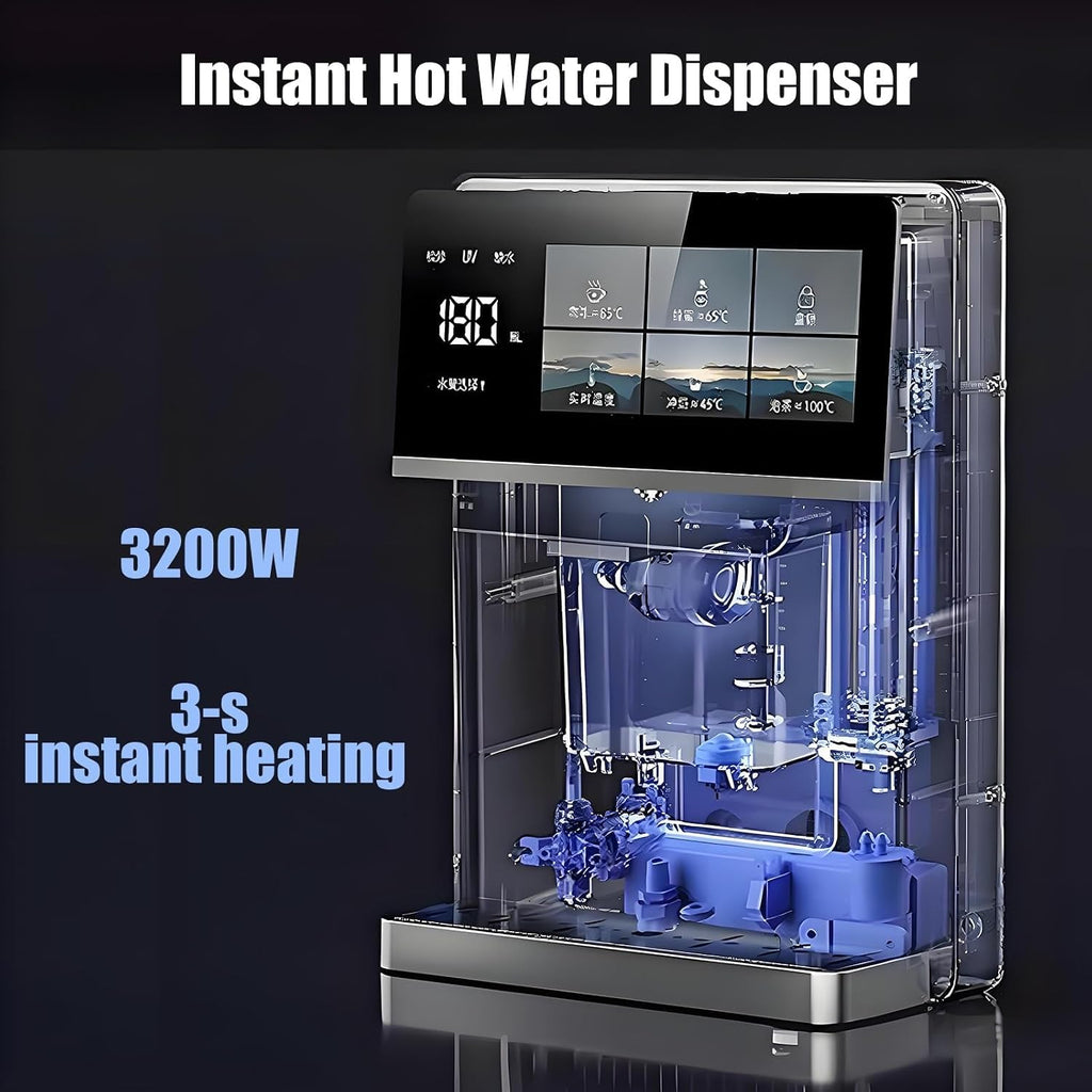 Wall-Mounted Hot Water Dispenser, Instant Water Boiler Lectric Kettles, Touch Screen, with Child Lock, 5 Levels Temperature Control+ 4rd Level Water Volume Control, for Office,B