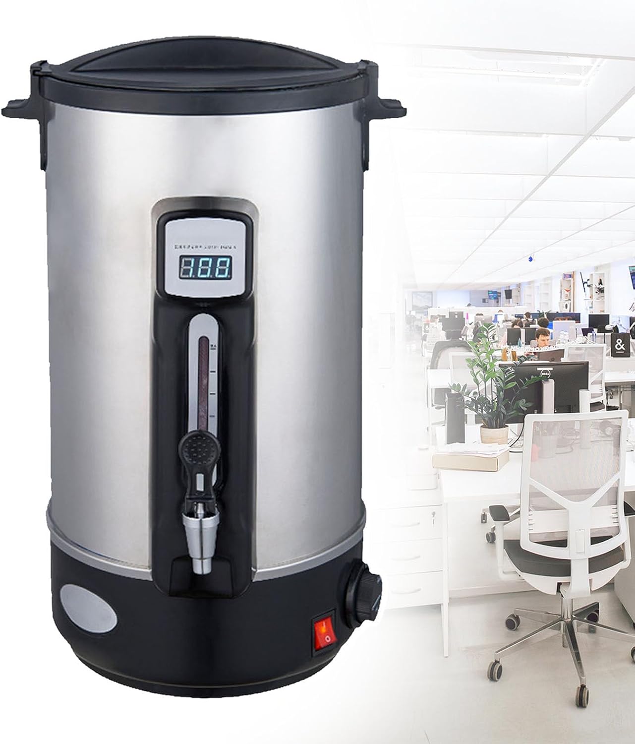 Electric Hot Water Dispenser, 12l Double Wall Insulation Water Maker, 30-110° Temperature Adjustable, Barrel Lid With Vent Hole, Drink Warmer For Catering, Office, Parties