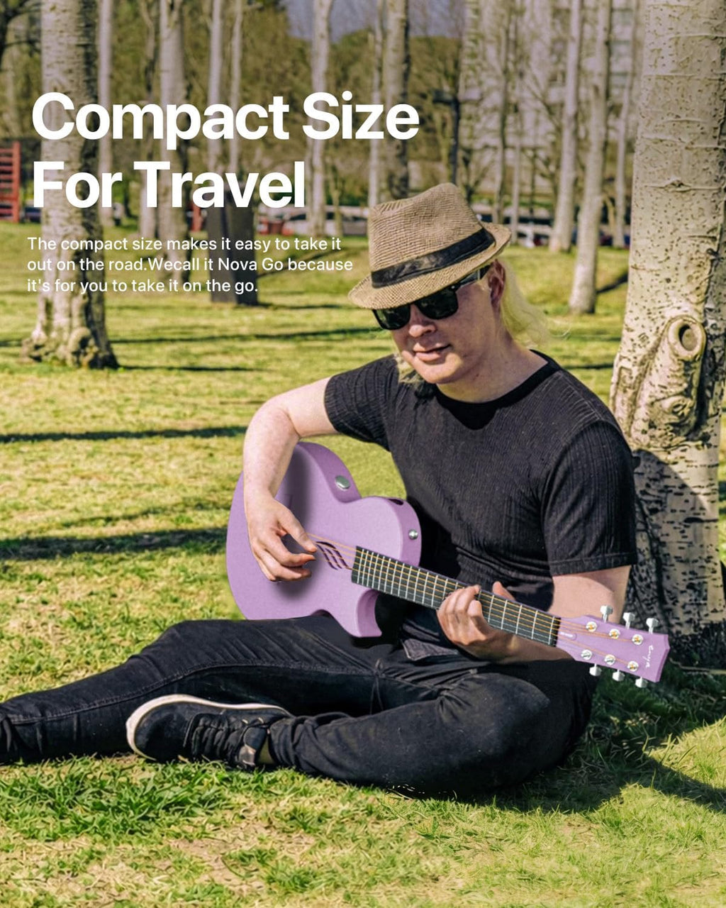 Enya NOVA GO SP1 Carbon Fiber Travel Guitar - 35' Acoustic Electric with Smart AcousticPlus Technology, Built-in Effects, USB Recording, Bluetooth Speaker, Beginner Bundle with Gig Bag & Accessories