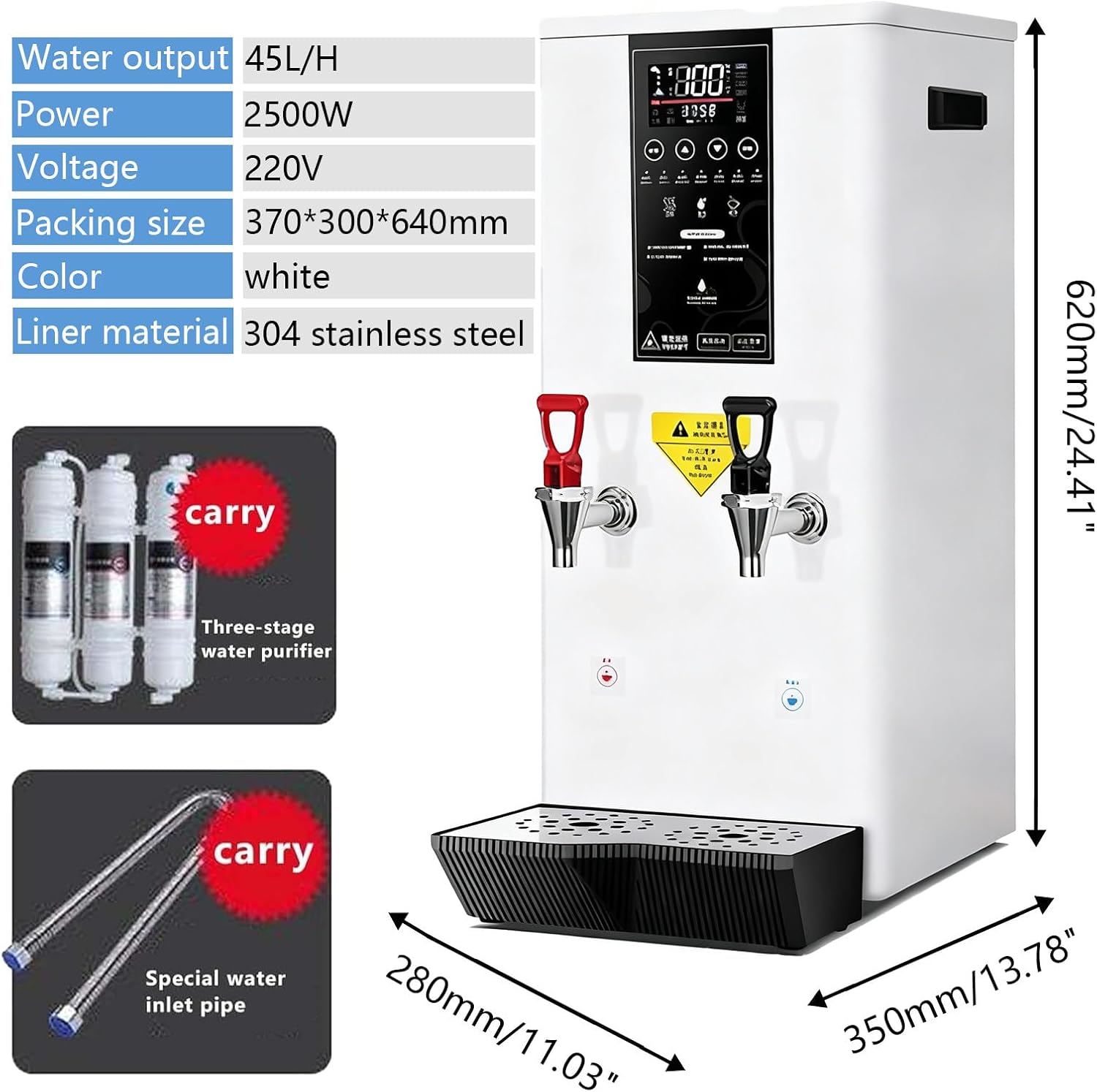 Autofill Stainless Steel Tea,Commercial Hot Water Dispenser,Water Output: 80/H,Energy-Saving And Heat-Insulating,Temperature Control,Fast Heating B