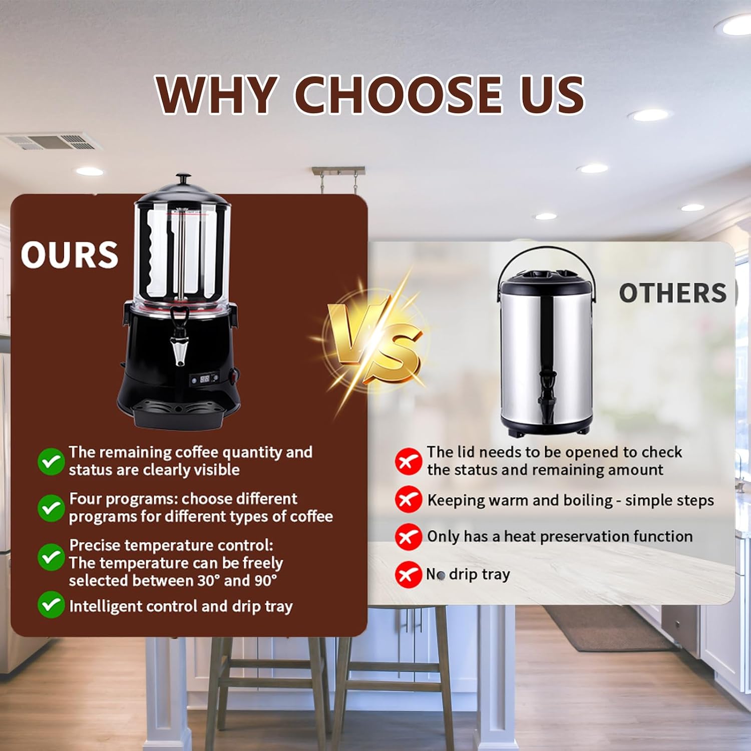 Commercial Hot Chocolate Machine & Beverage Dispenser, 5L/10L Electric Warmer for Coffee, Hot Chocolate, Milk Tea, 600W Chocolate Dispenser Warmer for Cafes & Restaurants,10L