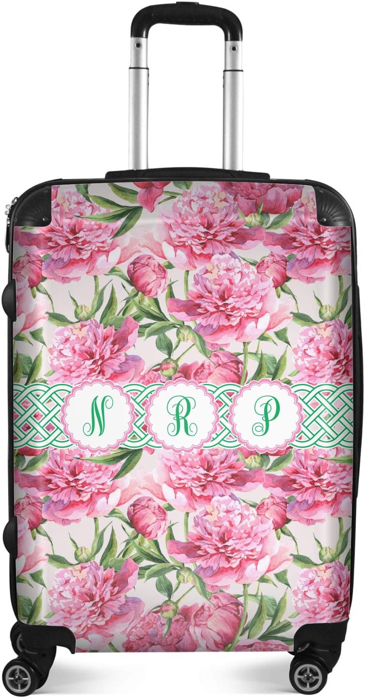 Personalized Watercolor Peonies Suitcase - 24' Medium - Checked