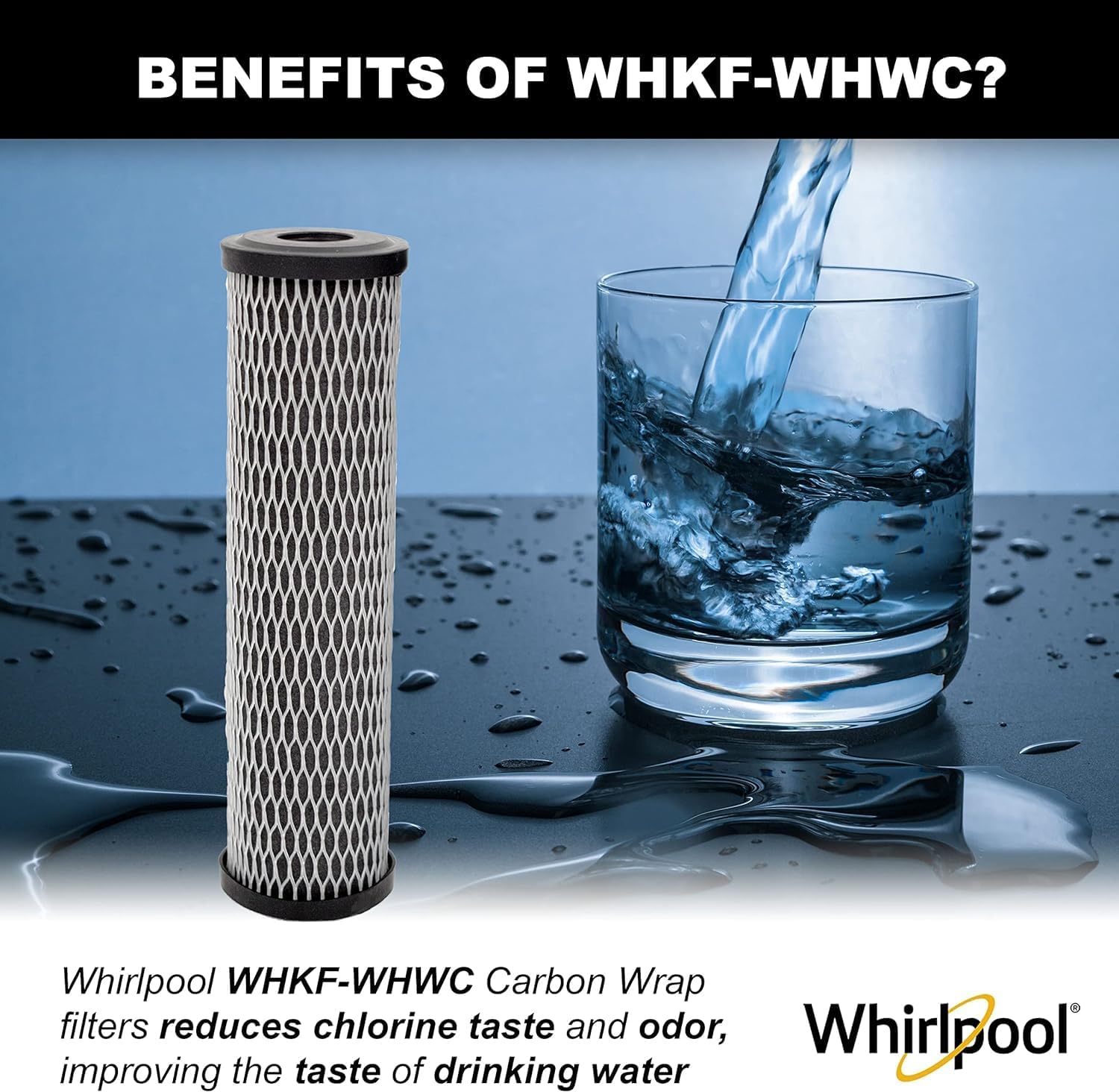 Whirlpool CTO Carbon Wrap Water Filter WHKF-WHWC, Full Case of 24 Filters, NSF Certified 5-Micron Reduces Sediment, Chlorine Taste & Odor for Whole House Filtration or Undersink Drinking System