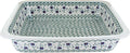 Blue Rose Polish Pottery - Green Sage Floral Large Rectangular Baker - 14' x 11.25' - Unique, Dishwasher Safe, & Durable Bakeware