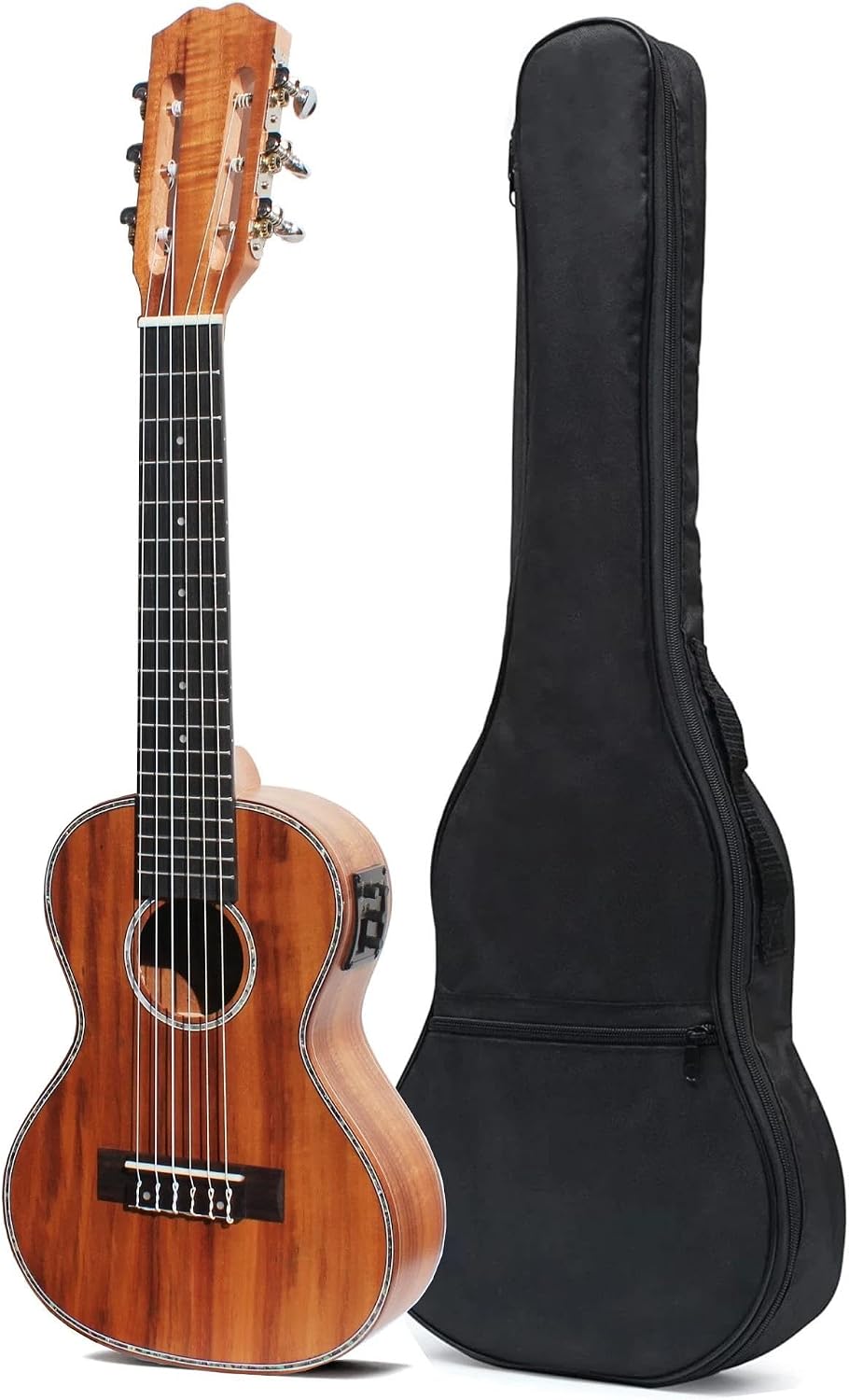 Adult Ukulele Left Handed 28' Acoustic 6 String Electric Ukulele Small Travel Guitar Acacia Satin Finish