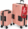 TACH Patented Connecting Hard Shell 2 Piece Luggage Set - 20 & 28 inch Luggage | Large & Carry-On Rolling Suitcases - Pink