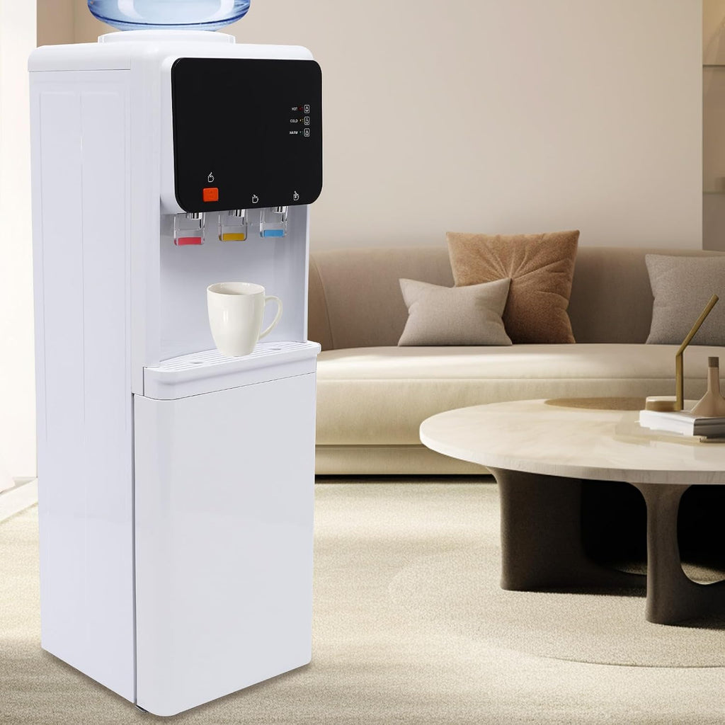 Top Loading Water Cooler Dispenser for 1 to 4 Gallon Bottles - Electric Hot and Cold Dispenser with 3 Temperatures and Child Safety Lock, Ideal for Tea Brewing, Office and Home