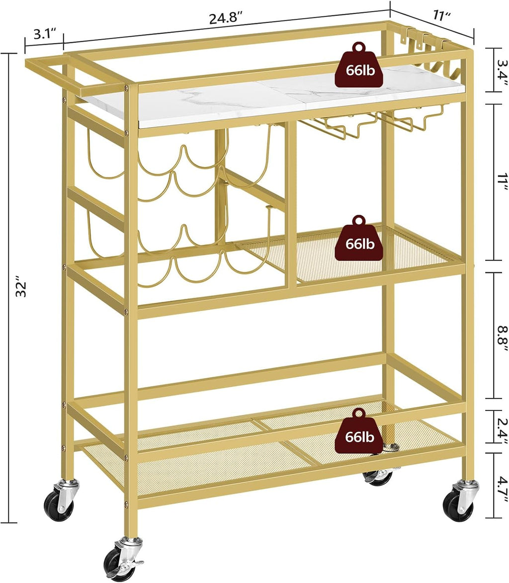 MAHANCRIS Bar Cart for Home and Bakers Rack with Power Outlet Bundle, Microwave Stand with Storage, RCJM6101-BRHR351E01