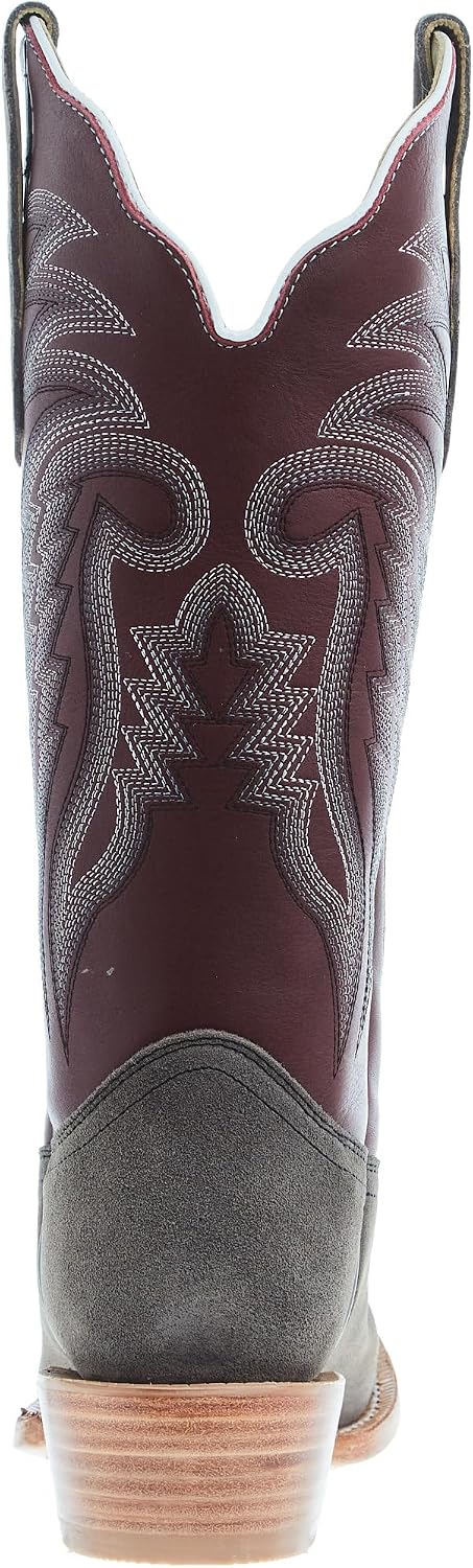 R. Watson Boots Women's Charcoal Roughout 13 In Dark Cherry Sinatra Top Cowgirl Boot