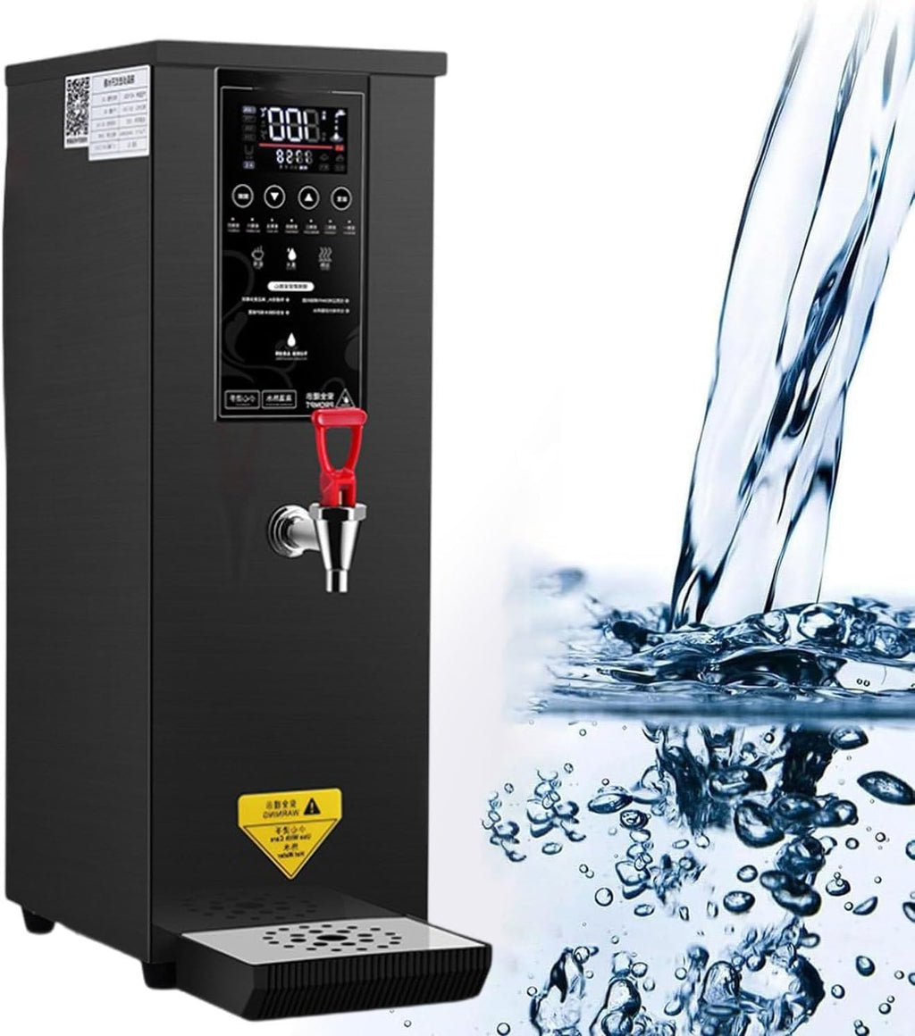 Stainless Steel Electric Hot Water Dispenser, LCD Display + 40-100°C Adjustable Temperature, Water Output: 60l/H + One-Time Water Output: 8l, for Catering, Office,Black