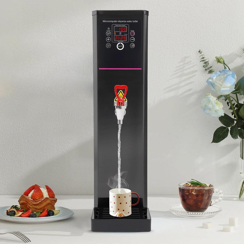 Electric Water Boiler, Step-Heating Commercial Hot Water Dispenser Fast Ready Water Boiler Machine Large Capacity 20L/5.28 gal for Tea Milk Restaurant Hotel Caterers, Restaurants, Black