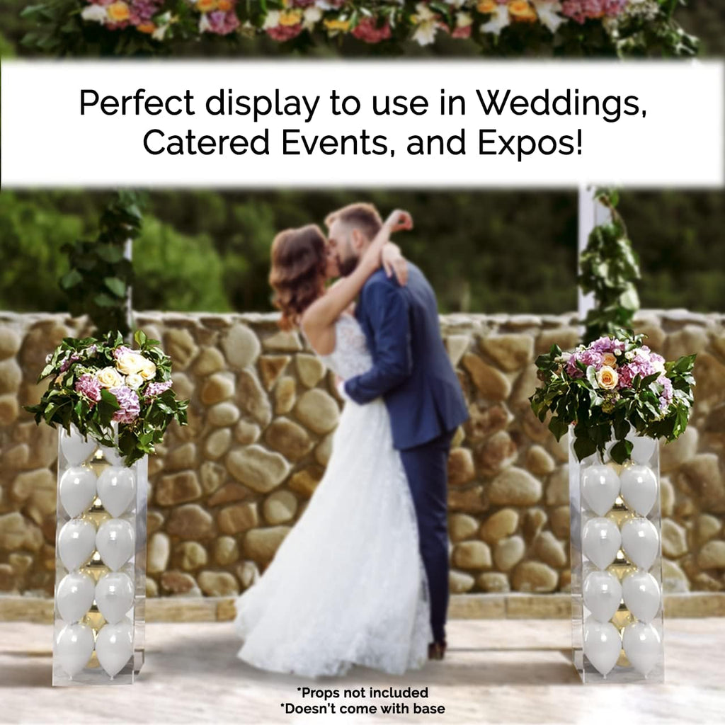 Clear Acrylic Box Pedestal 12' x 12' x 40' with Base Tall Pillar Flower Tower Hollow POP Display Plexiglass 5 Sided Merchandise Show Case by Marketing Holders