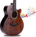 Guitar Acoustic Full Size 4/4 Guitar Cutaway Beginner Adult Guitar 40/41 Inch Kit with Gig Bag Strap Strings Capo Picks (Size:40 inches,Color:Brown)