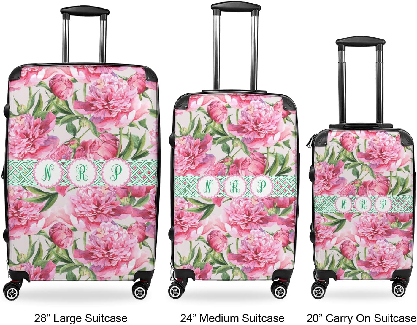 Personalized Watercolor Peonies Suitcase - 20' Carry On
