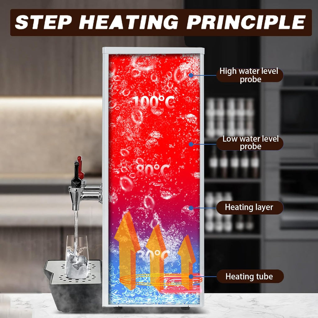Hot Water Dispenser Commercial Water Boiler Electric Warmer Hot Water Machine, 25L/60L per Hour, Stainless Steel, Large Capacity, 3000W Fast Heating for Restaurant, Hotel, Office,White