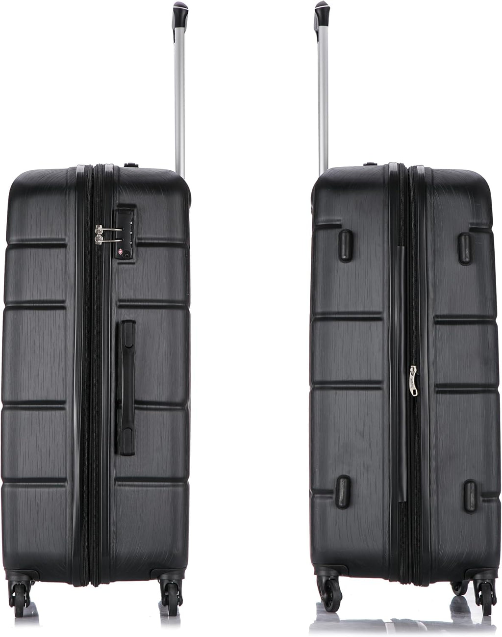 DUKAP RODEZ Hardside Luggage Set with Ergonomic Handles and TSA Lock | Spacious Travel Suitcase with Four Spinner Wheels and Studs | (20/24/28) 3 Piece Luggage Set | Black