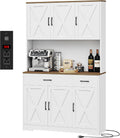 HOSTACK 71' Pantry Cabinet with Charging Station, Tall Kitchen Pantry Storage Cabinet with Microwave Stand, Farmhouse Kitchen Hutch with Storage Drawers for Living Room, Dining Room, White