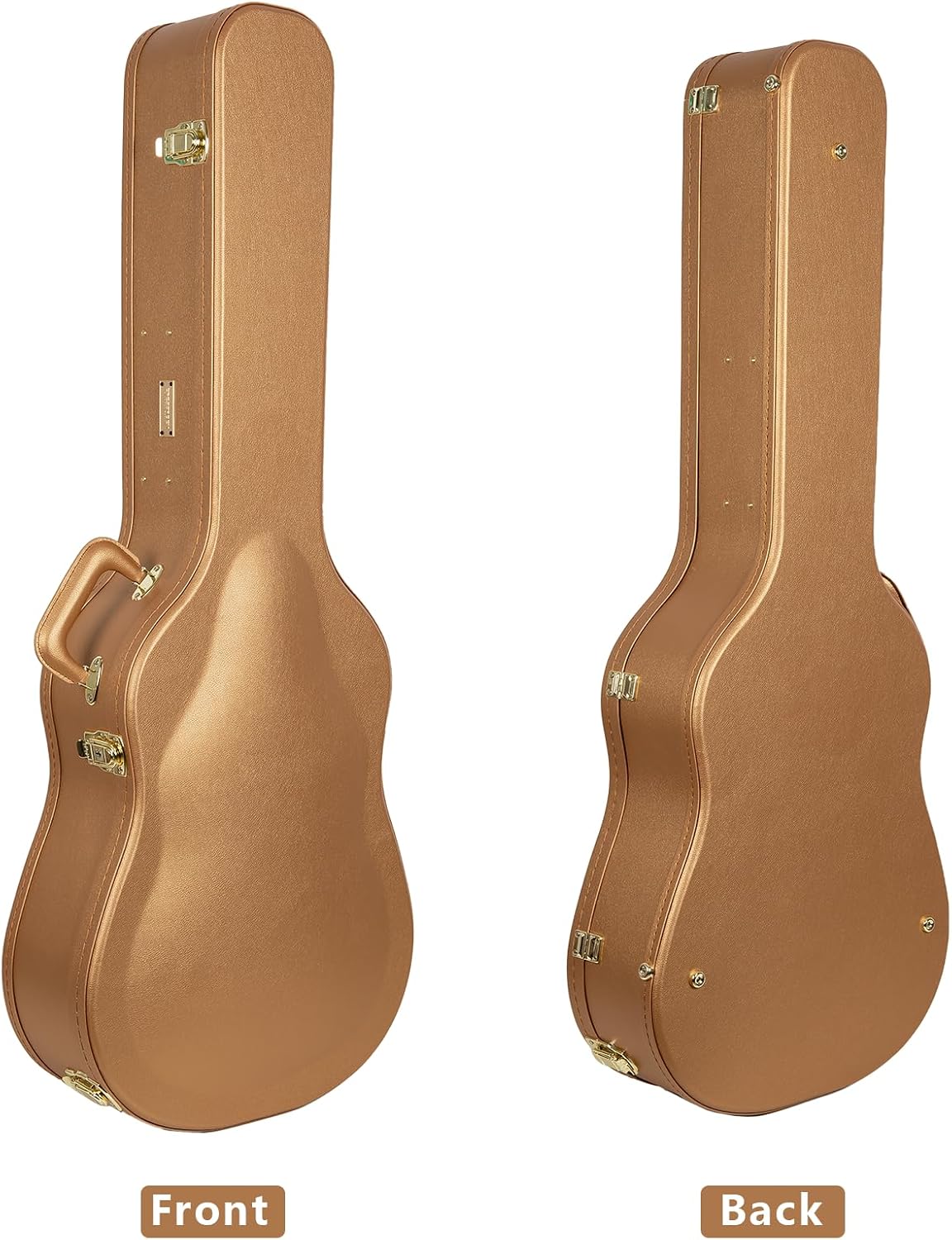 Crossrock Wooden Classical Guitar Case for 4/4 Nylon-String | Luxury Gold Faux Leather, Burgundy Velvet Interior, Lock – Designer Series(CRW520CLG)