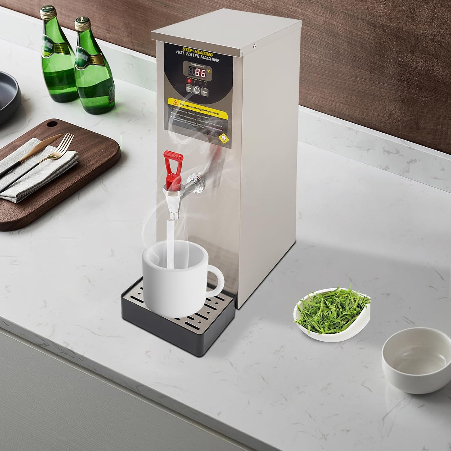Water Dispenser, Commercial Water Boiler, Electric Boiler and Dispenser 2.11Gal/8L Full-Automatic Boiling Water Machine with Stainless Steel Liner and LCD Display for Tea Coffee Shop