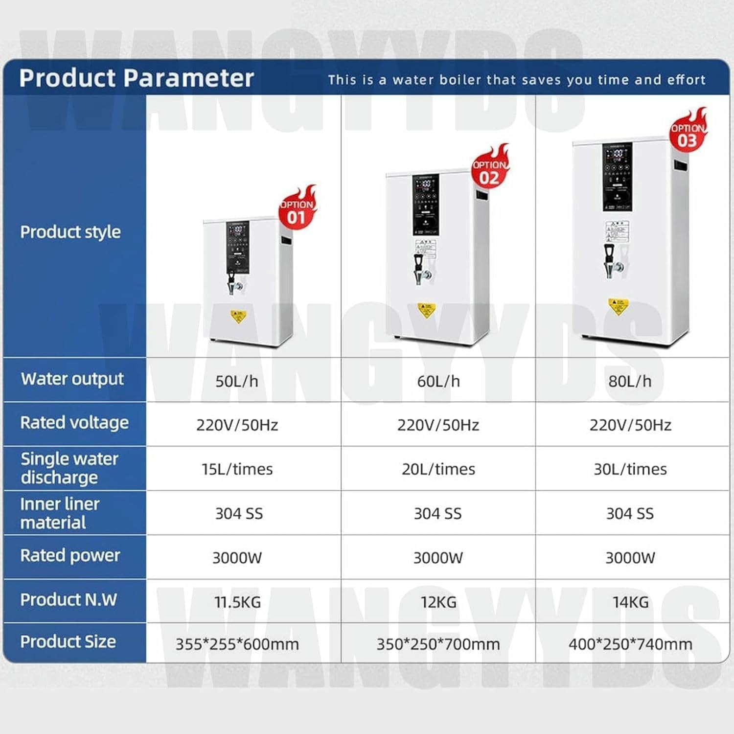 Instant Hot Water Dispenser 50L/60L/80L ot Water Dispenser Automatic Commercial Hot Water Pot - Wall-Mounted Boiler with LCD Display