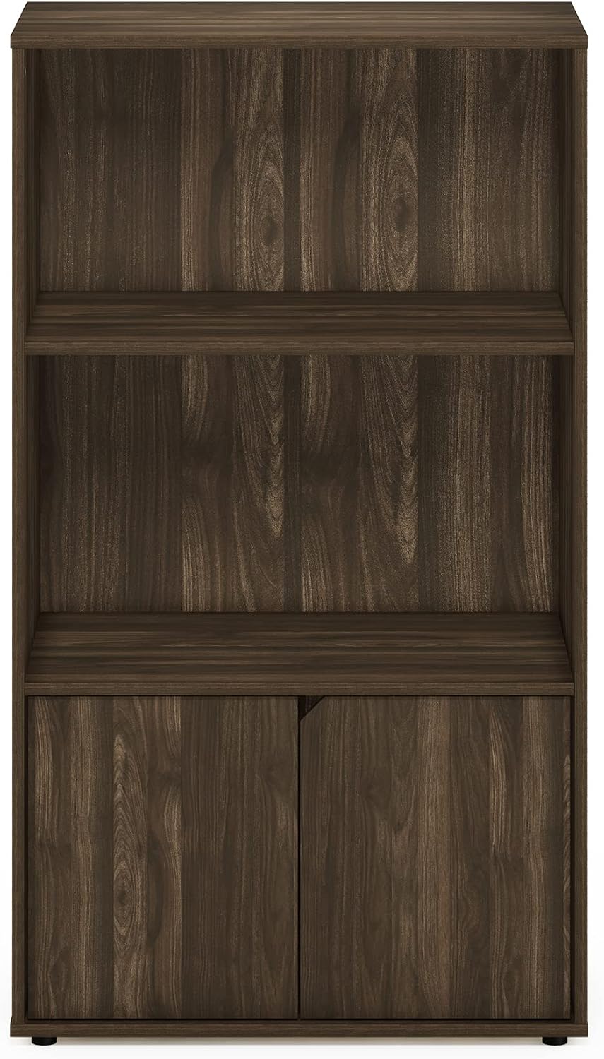 Furinno Jaya Pantry Organizers, 3-Tier Kitchen Cabinet, Coffee Bar, Kitchen Storage with Open Shelves and Closed Cabinet, for Pantry Organizers and Storage, Brown Walnut