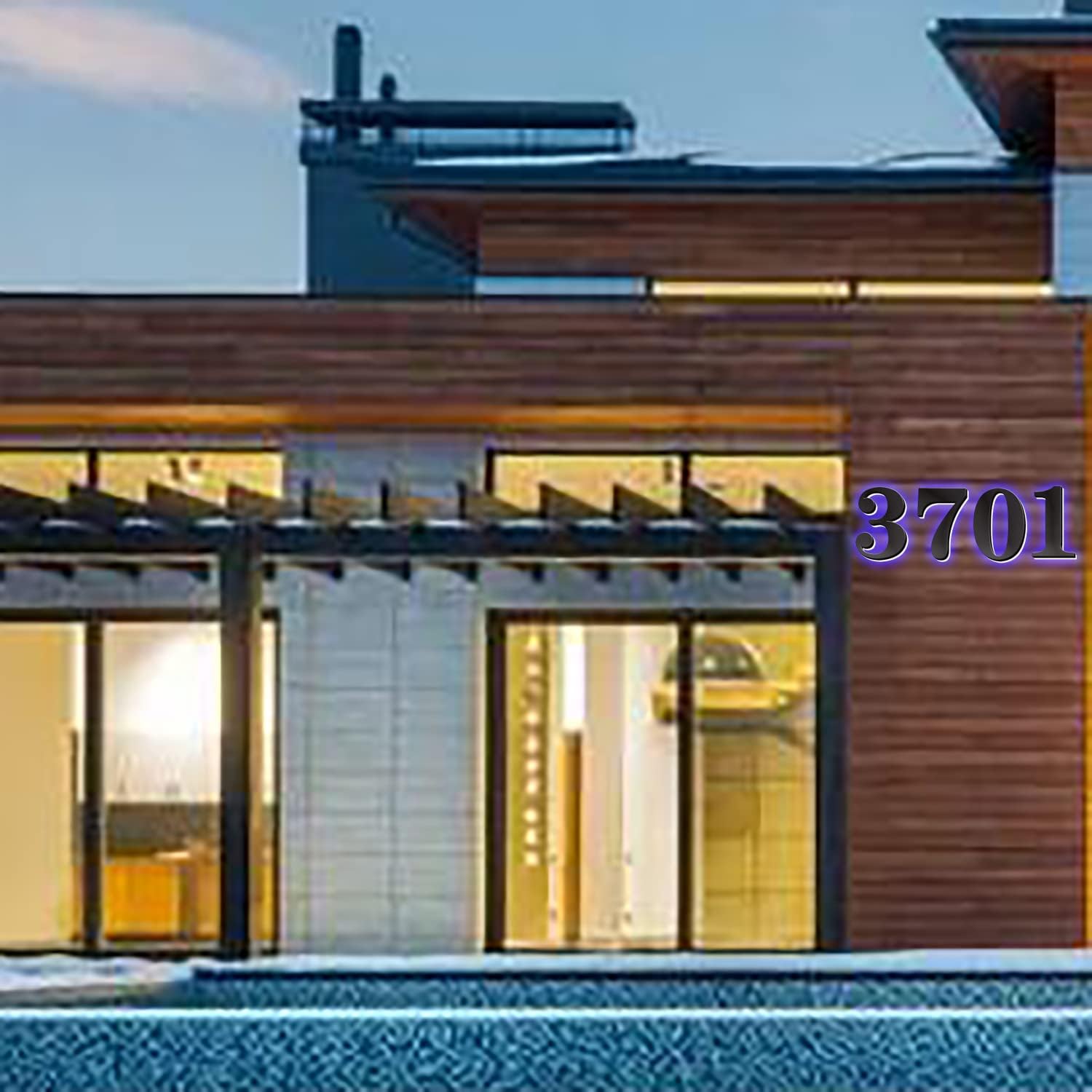 House numbers light up, Stainless Steel Lighted House Numbers For Outside, Up-Scale Modern Black Look, Illuminated House Numbers, Blue Light.