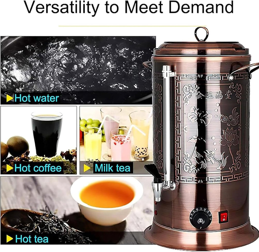 Stainless Steel Insulated Drink Dispenser Hot Water Dispenser - Perfect for Parties, Tea, Coffee, Milk - Hot and Cold Beverage Urn with Faucet(30L)