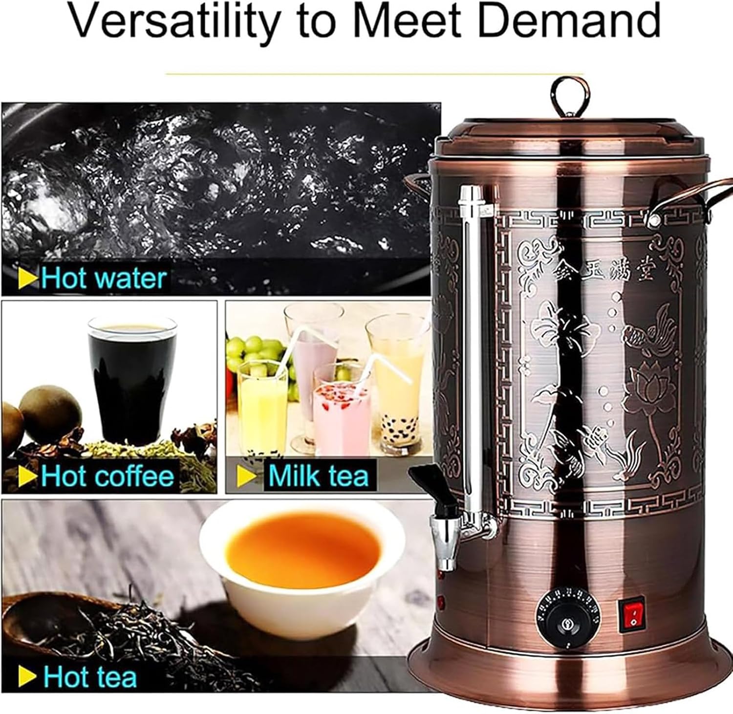 Stainless Steel Insulated Drink Dispenser Hot Water Dispenser - Perfect for Parties, Tea, Coffee, Milk - Hot and Cold Beverage Urn with Faucet(40L)