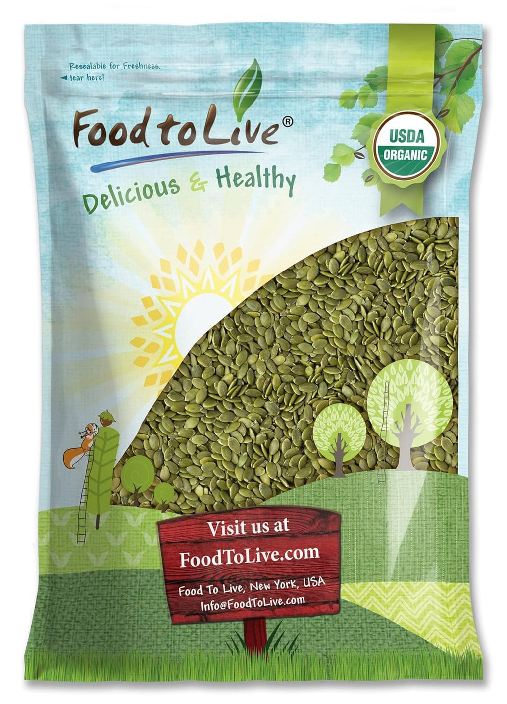 Food to Live Organic Raw Pepitas, 12 Pounds — Non-GMO, Pumpkin Seed Kernels, Unsalted, No Oil, No Shell, Vegan, Kosher, Bulk. Keto Snack.