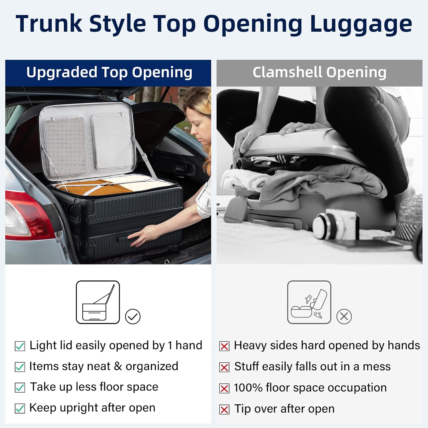 HanTrip Hard Shell Suitcases 24 Inch Check in Luggage with Spinner Wheels Cup Holder, Lightweight Top Opening Expandable Luggage Hard Case Rolling Medium Checked Suitcase with Lock, Black