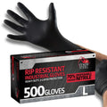 Venom Steel Industrial Nitrile Gloves, Chemical Resistant Disposable Black Gloves, Latex-Free, Powder-Free, Textured Grip, Heavy Duty Two-Layer Protection, 6 mil, Large (Pack of 500)