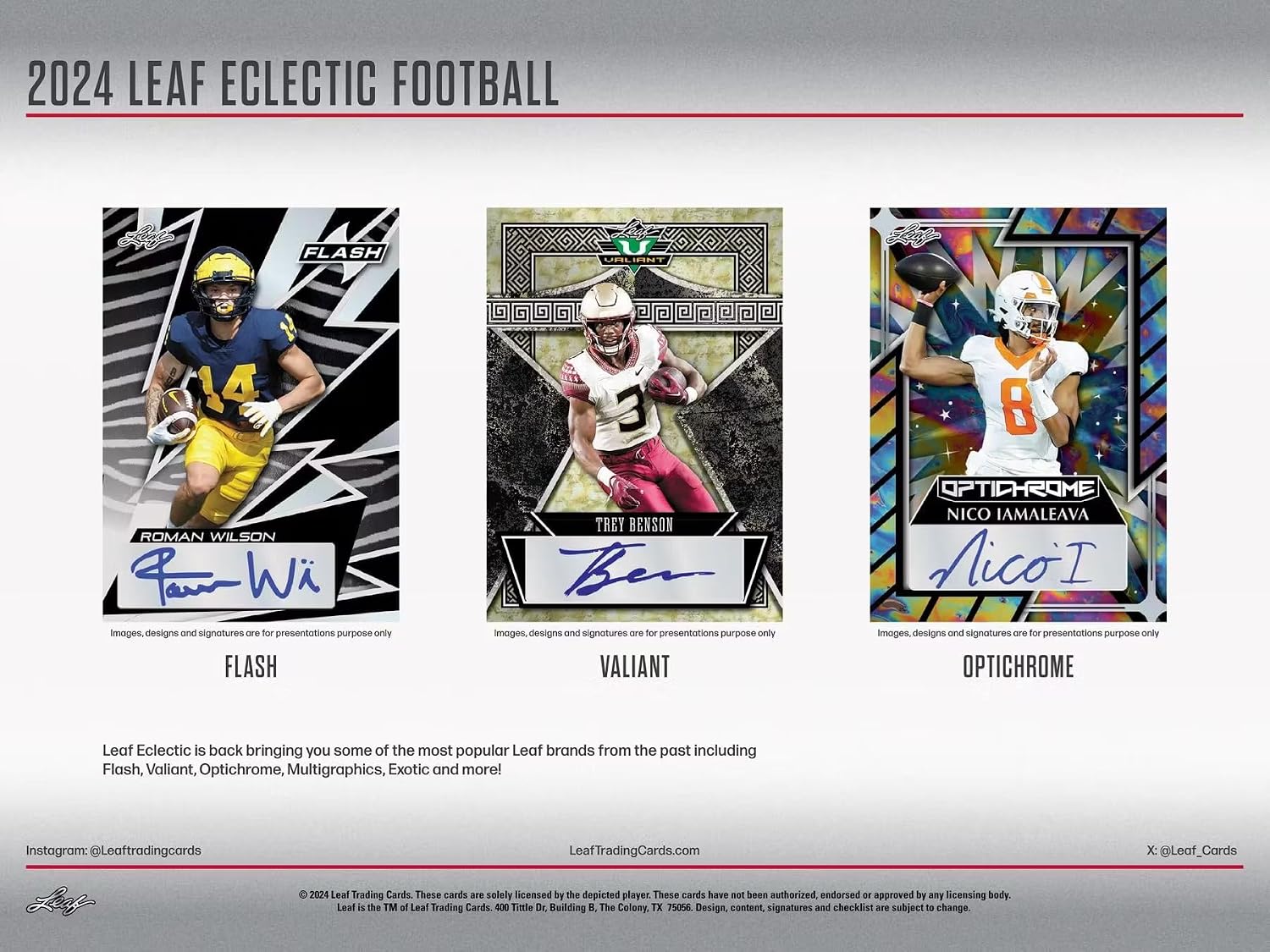2024 Leaf Eclectic Football Hobby Trading Card Box (4 Autographed Cards Per Hobby Box)