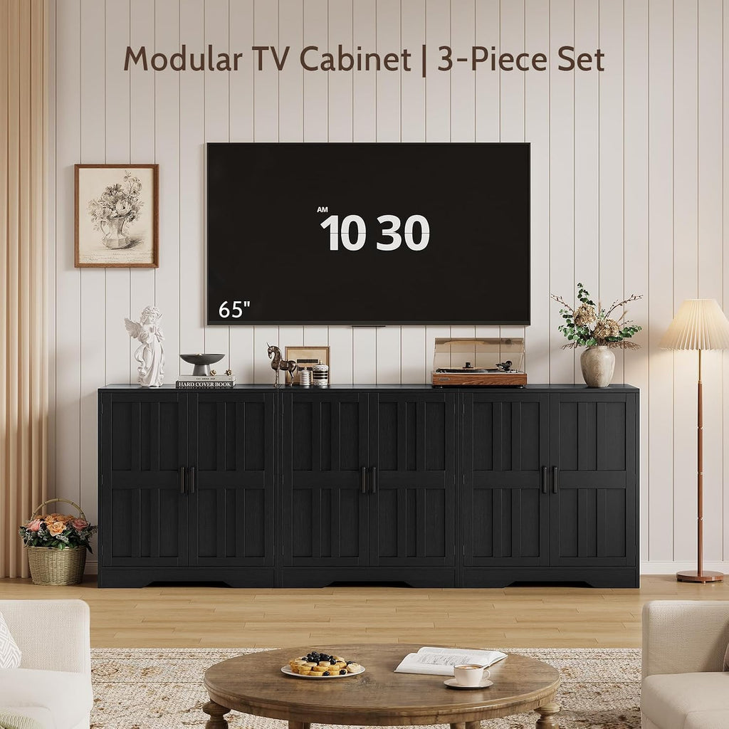 Sideboard Buffet Cabinet, Modern Farmhouse Kitchen Storage Cabinet, Small Modular Accent Cabinet Coffee Station Bar Media Console Table Credenza for Kitchen Dining Room, Living Room Entryway Hallway