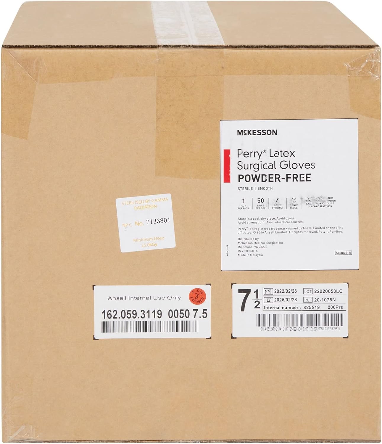 McKesson Perry Performance Plus Disposable Sterile Pair Latex Surgical Glove Extended Cuff Length