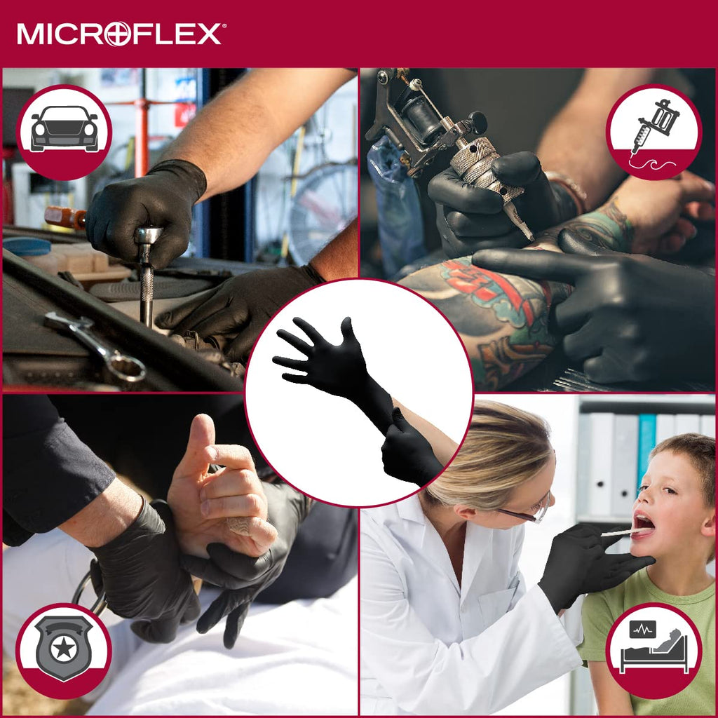 Ansell MICROFLEX MidKnight MK-296 Exam Standard Gloves - Size XL, Black (Case of 1000)