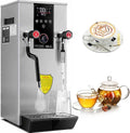 Milk Frother,Commercial Electric with Steam Boiling and LED Display, Multi-Purpose Hot Water Dispenser for Espresso, Coffee, and Milk Tea，Grey