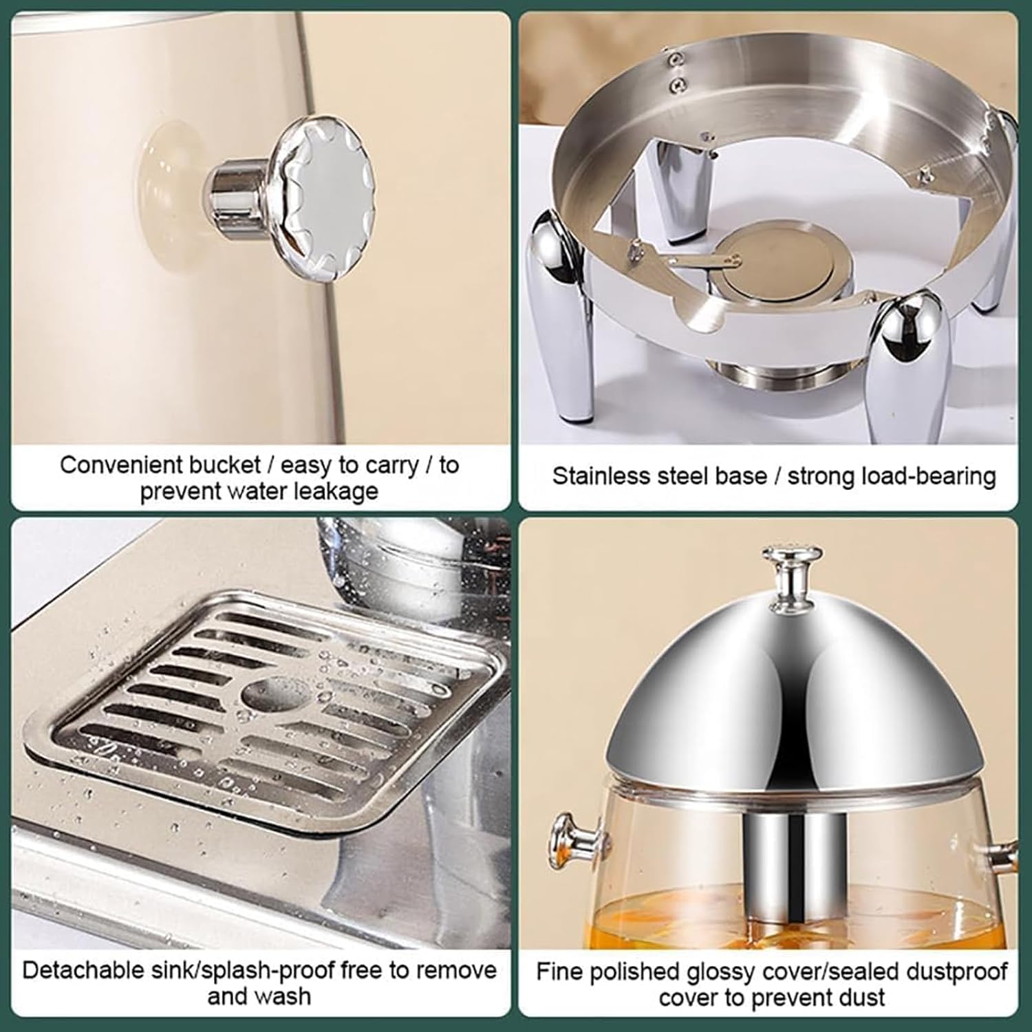Commercial Coffee Urn, Hot Water Boiler Dispenser, 12L Stainless Steel Hot Beverage Dispenser, with 0-90℃ Thermostat, Keep Warm Hot Water Urn for Home Party Office Clear Transparent (A)