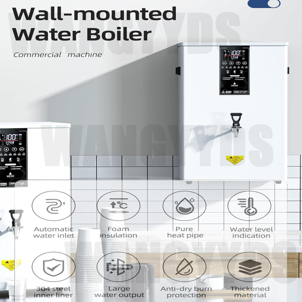 Hot Water Dispensers Commercial Water Boiler Electric Warmer Hot Water Machine Stainless Steel 50L(13gal)/Hour 60L(16gal)/Hour 80L(21gal)/Hour Step-Heating Temperature Control,White-60L