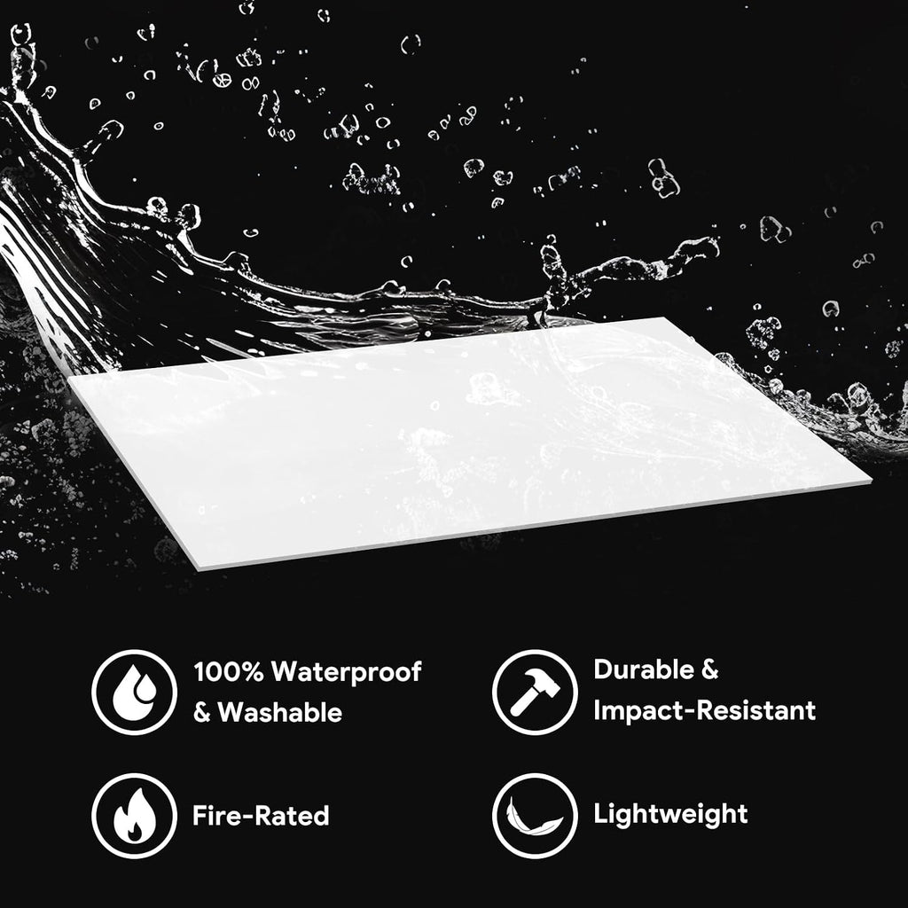 Fasarxiu 24'x48' Smooth Drop Ceiling Tiles Waterproof High-Grade PVC Ceiling Tiles 2x4 Fire-Rated - Easy Drop-in Installation - Case of 10 (80 sq. ft.)