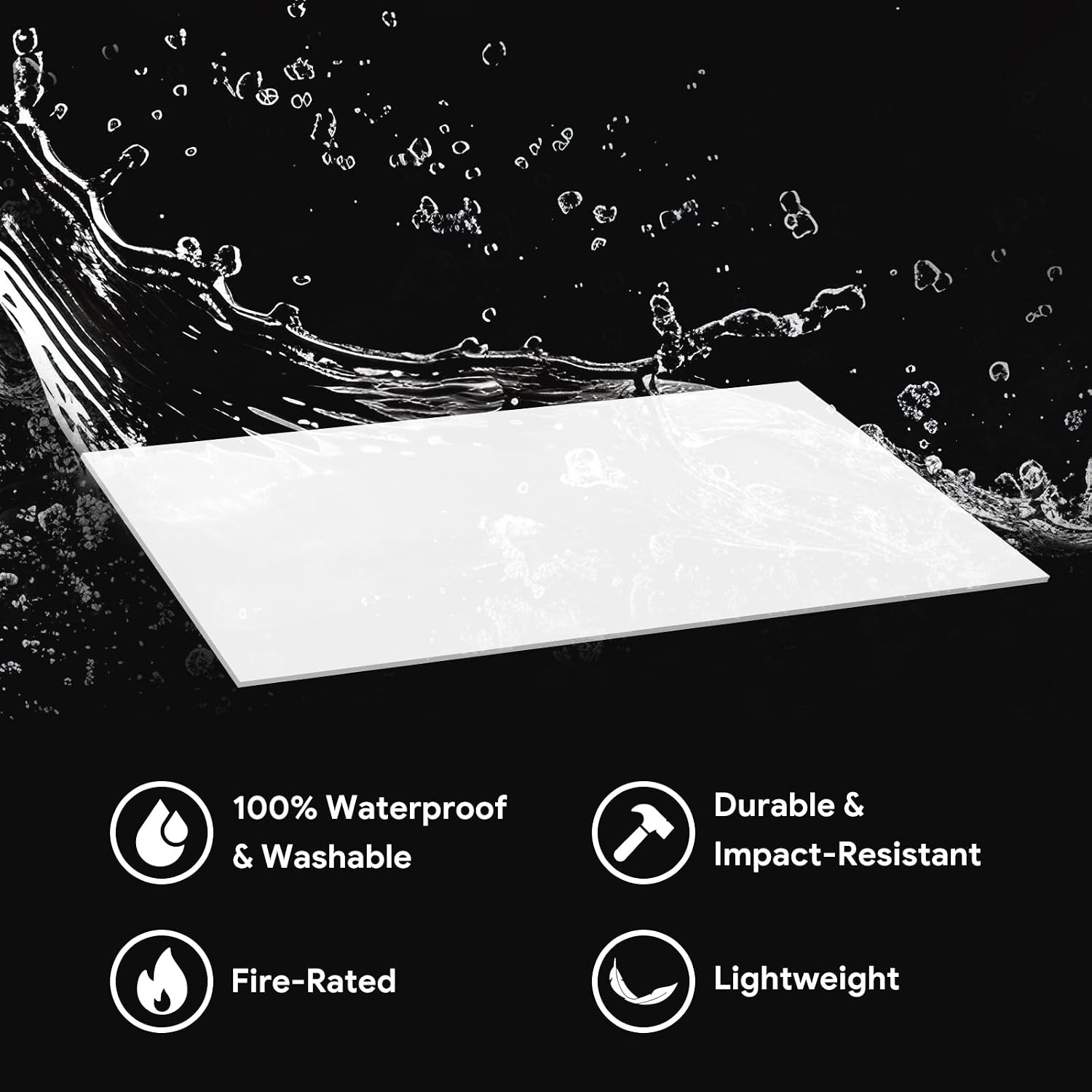 Fasarxiu 24'x48' Smooth Drop Ceiling Tiles Waterproof High-Grade PVC Ceiling Tiles 2x4 Fire-Rated - Easy Drop-in Installation - Case of 10 (80 sq. ft.)