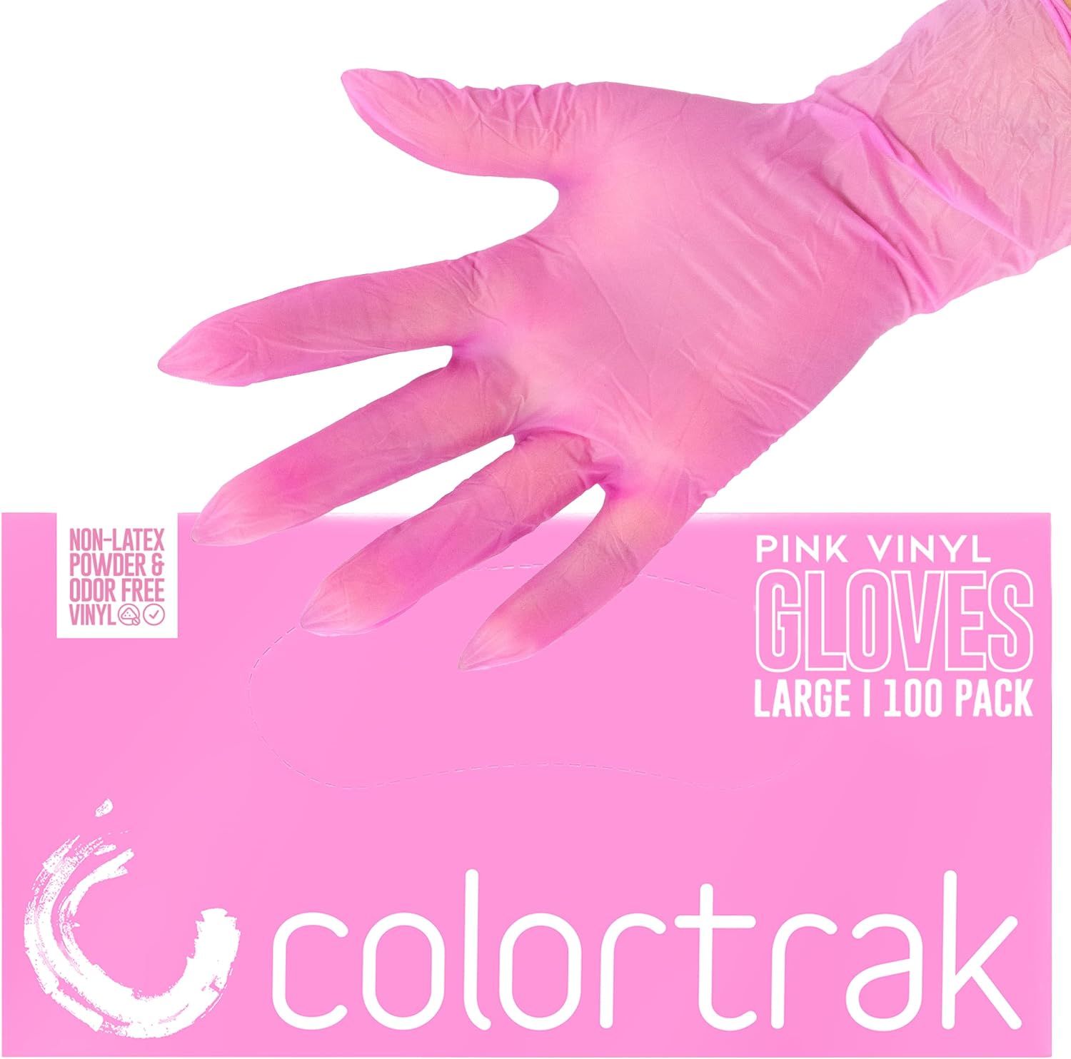 Colortrak Disposable Powder Free Vinyl Gloves, Single-Use, Latex-Free, Powder Free, Ambidextrous