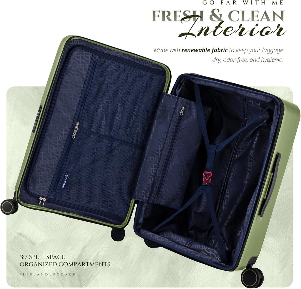 Verage Freeland Large Luggage with X-Large Spinner Wheels, Expandable Hardside Travel Luggage, Rolling Suitcase TSA Approved (29-Inch, Green)