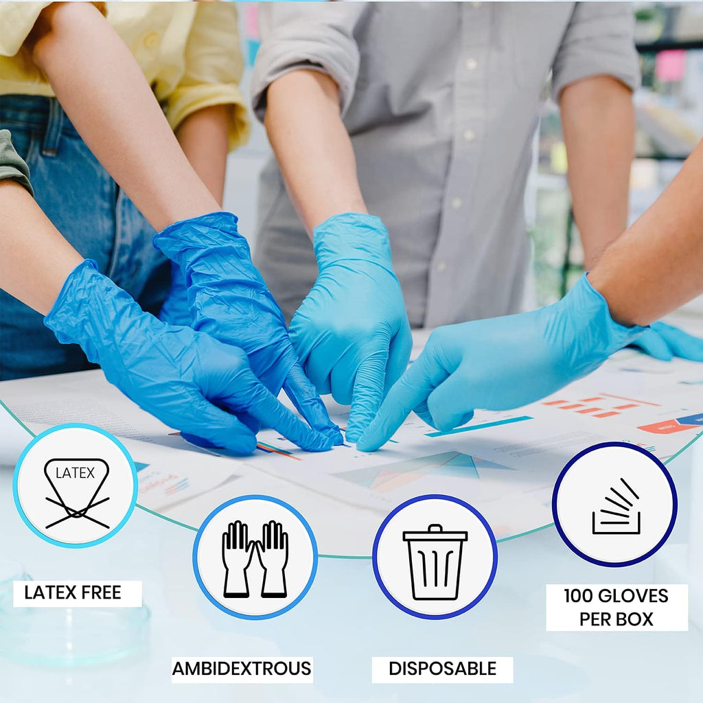 Blue Nitrile Gloves, Disposable Gloves, Comfortable, Powder Free, Latex Free
